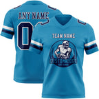Custom Panther Blue Navy-White Authentic Football Jersey photo 2