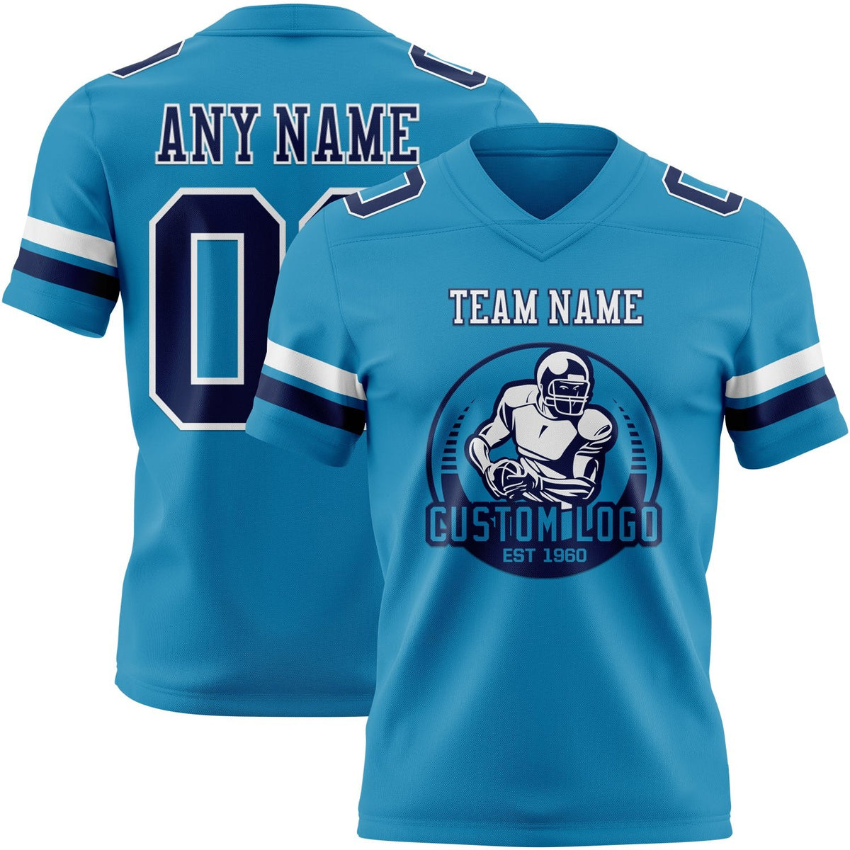Custom Panther Blue Navy-White Authentic Football Jersey photo 2
