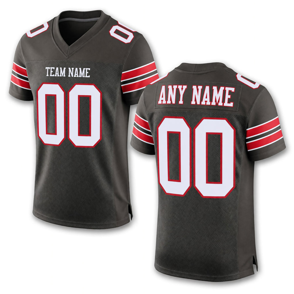Custom Pewter White-Red Mesh Authentic Football Jersey