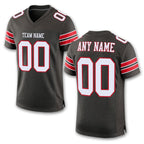 Custom Pewter White-Red Mesh Authentic Football Jersey