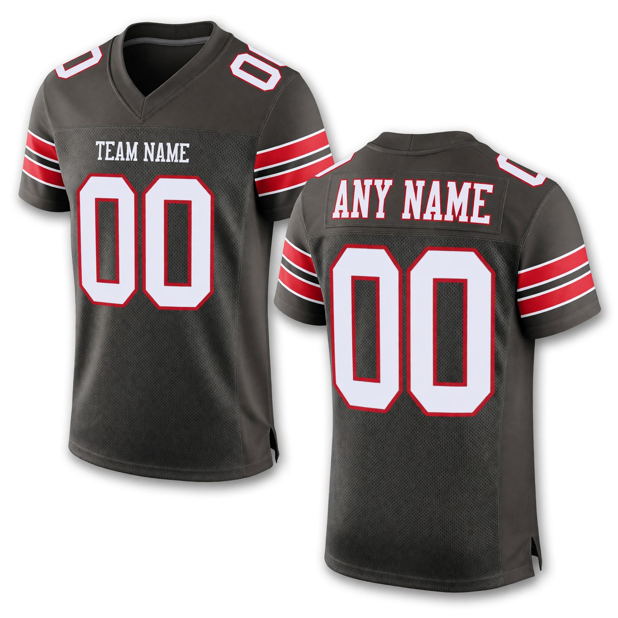 Custom Pewter White-Red Mesh Authentic Football Jersey