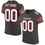 Custom Pewter White-Red Mesh Authentic Football Jersey photo 1
