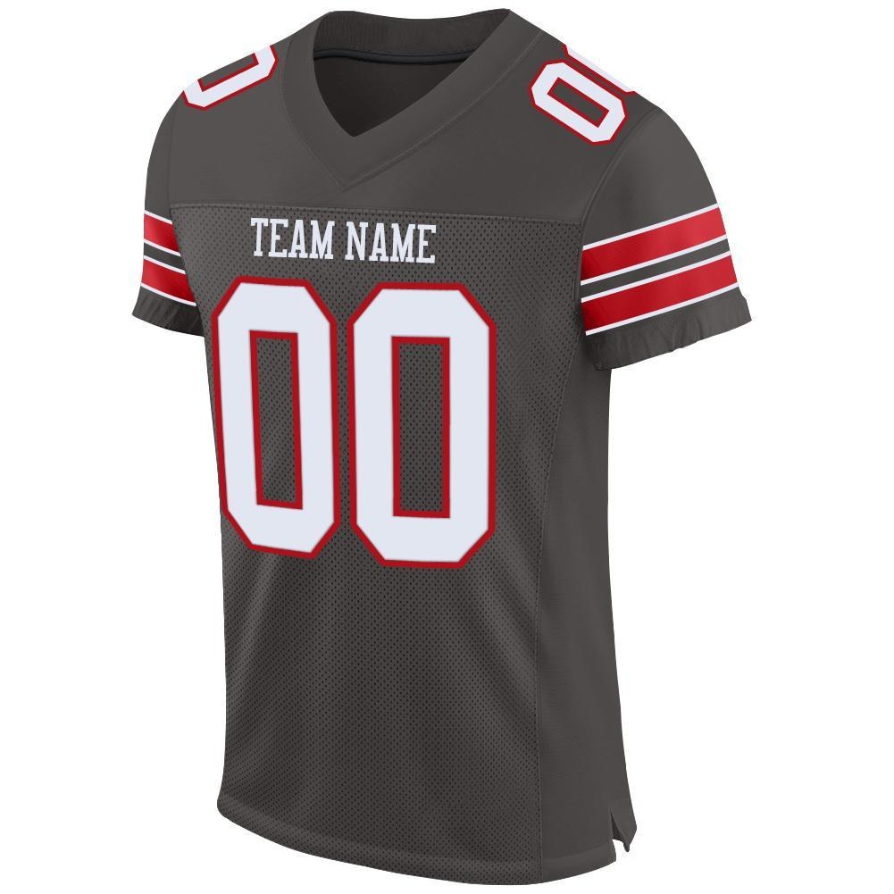 Custom Pewter White-Red Mesh Authentic Football Jersey photo 2
