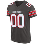 Custom Pewter White-Red Mesh Authentic Football Jersey photo 2