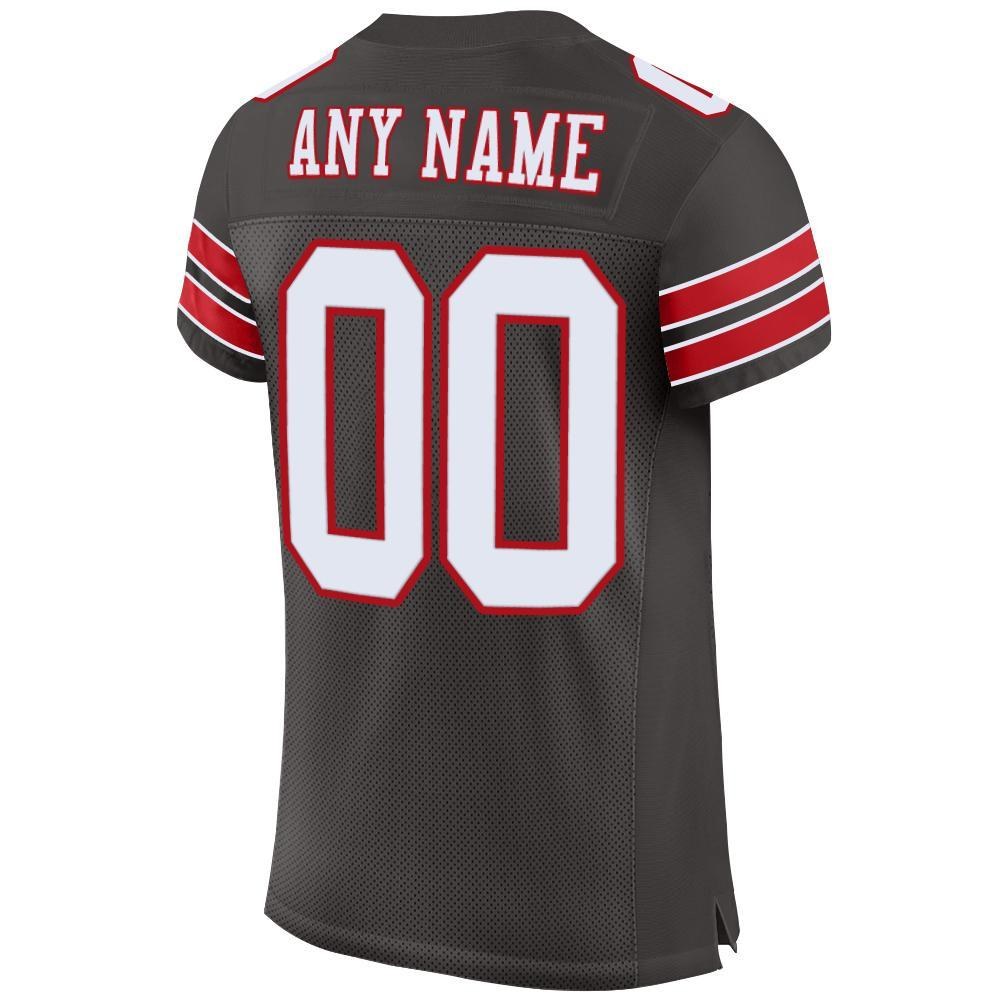 Custom Pewter White-Red Mesh Authentic Football Jersey photo 3