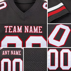 Custom Pewter White-Red Mesh Authentic Football Jersey detail