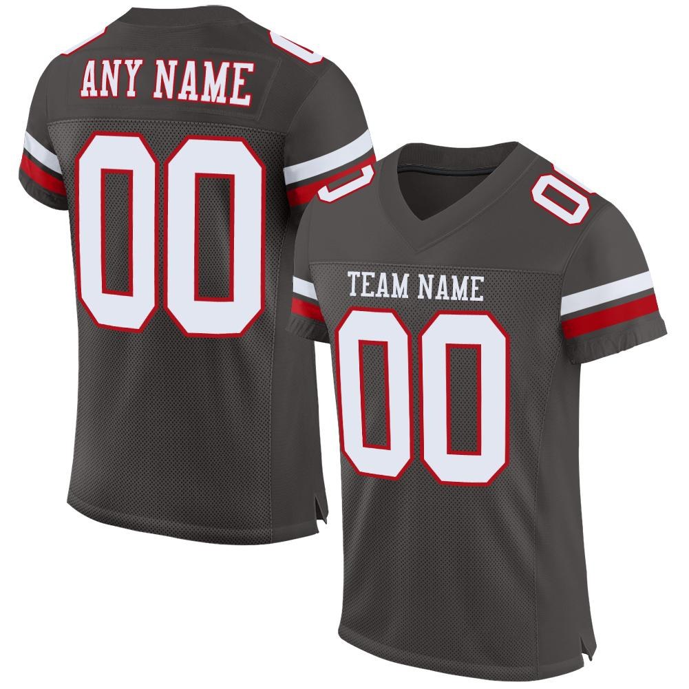 Custom Pewter White-Red Mesh Authentic Football Jersey photo 1