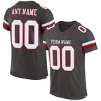 Custom Pewter White-Red Mesh Authentic Football Jersey photo 1