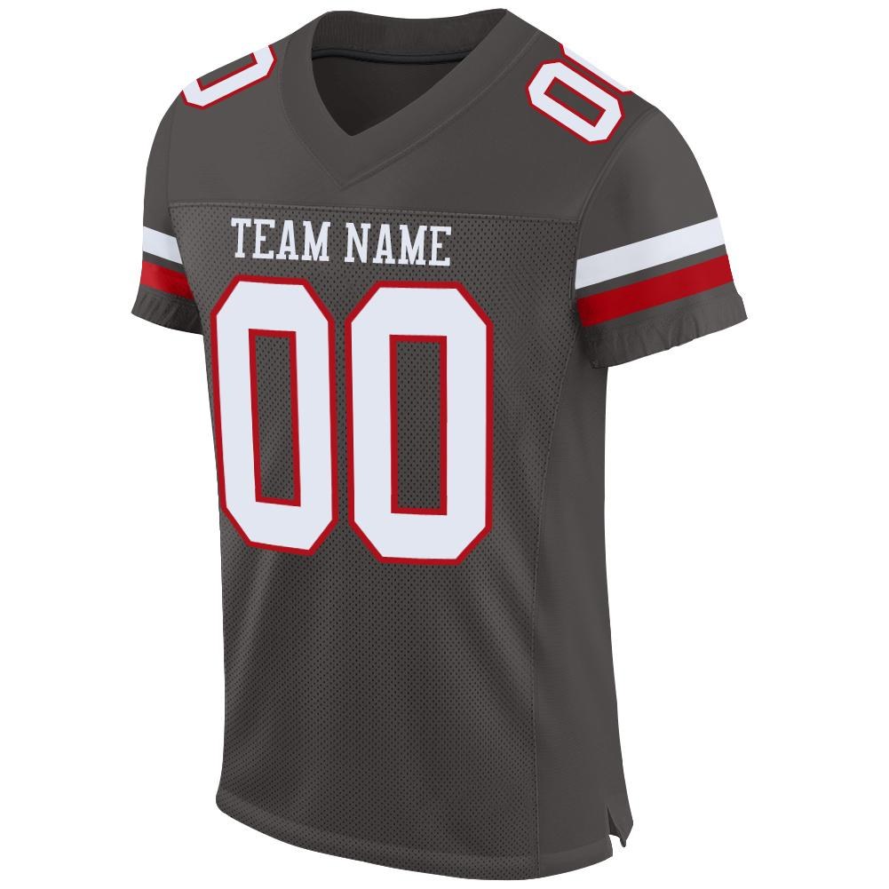 Custom Pewter White-Red Mesh Authentic Football Jersey photo 2