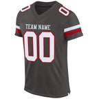 Custom Pewter White-Red Mesh Authentic Football Jersey photo 2