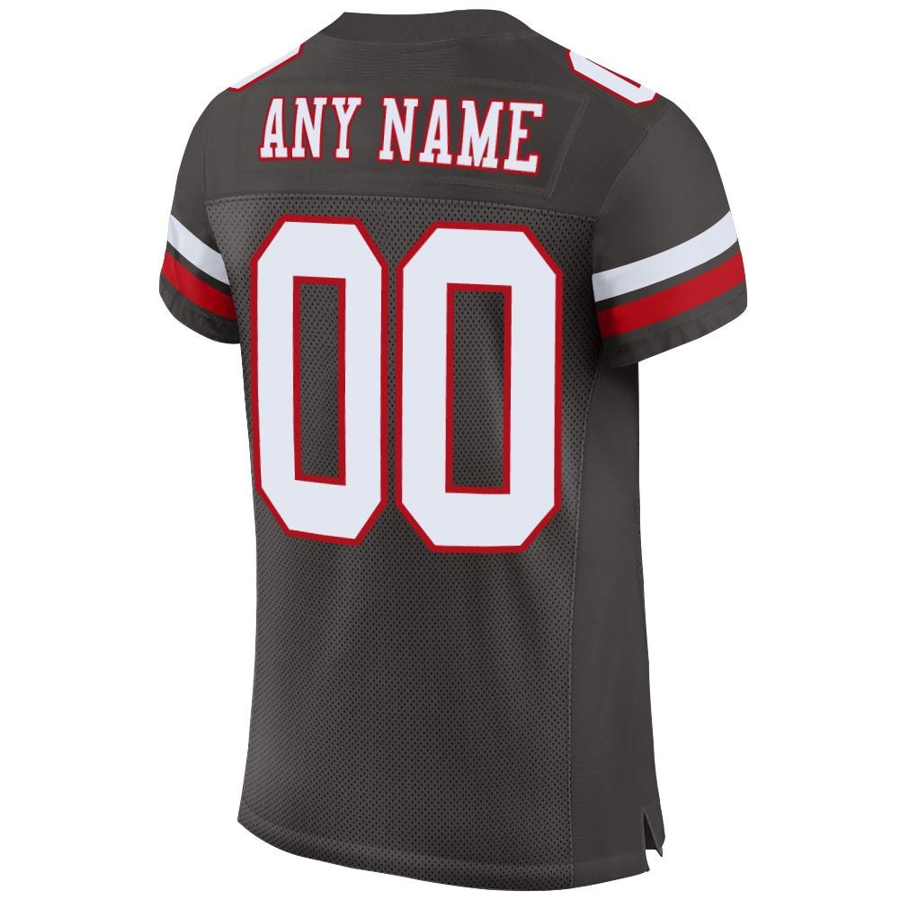 Custom Pewter White-Red Mesh Authentic Football Jersey photo 3