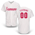 Custom White Red Pinstripe Red-White Baseball Jersey