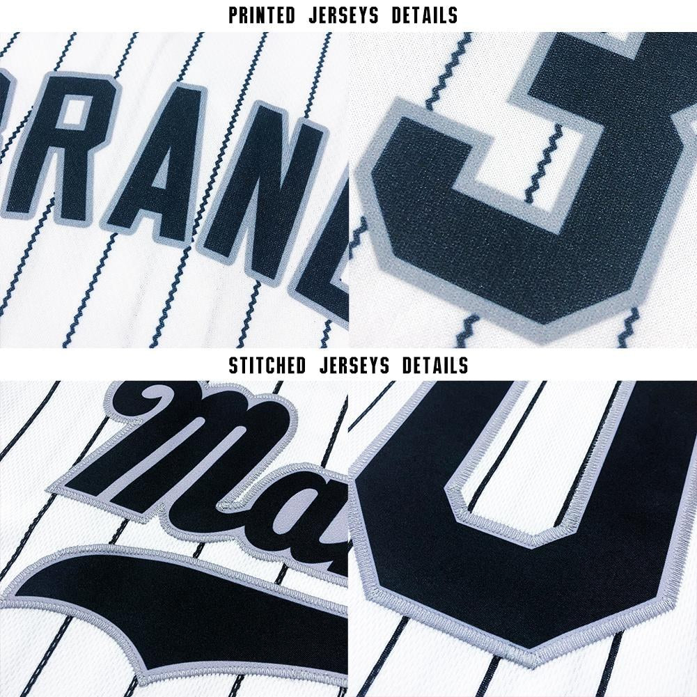 Custom White Red Pinstripe Red-White Baseball Jersey photo 5