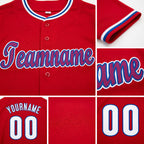Custom Red White-Royal Baseball Jersey detail