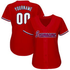 Custom Red White-Royal Baseball Jersey photo 3
