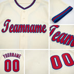Custom Cream Red-Royal Baseball Jersey detail