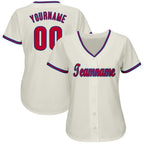 Custom Cream Red-Royal Baseball Jersey photo 2