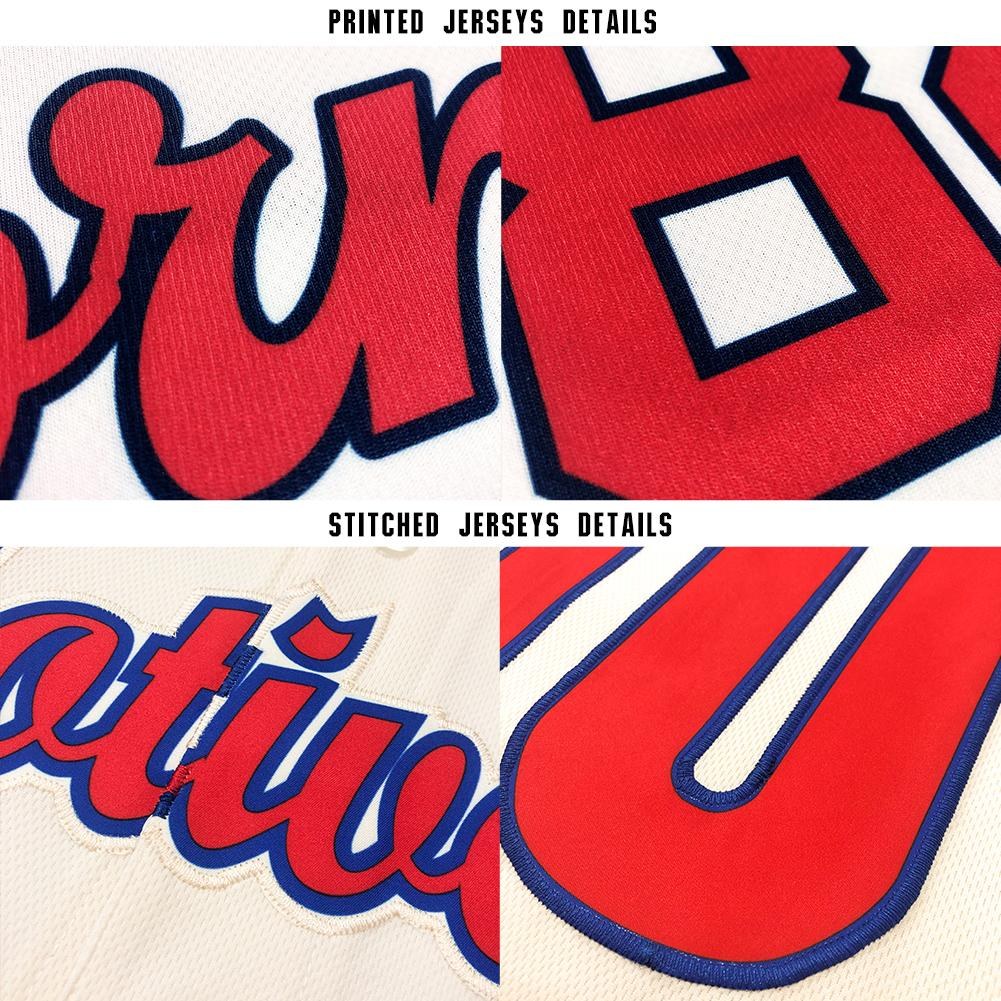 Custom Cream Red-Royal Baseball Jersey photo 5