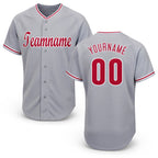 Custom Gray Red-White Baseball Jersey