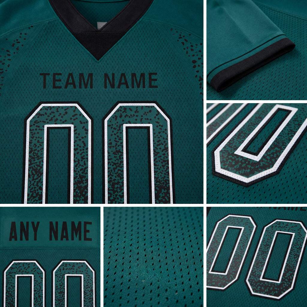 Custom Midnight Green Black-White Drift Fashion Football Jersey detail