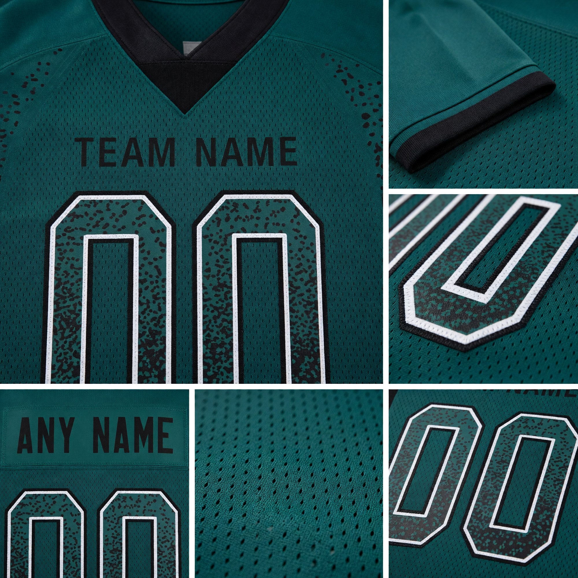 Custom Midnight Green Black-White Drift Fashion Football Jersey detail