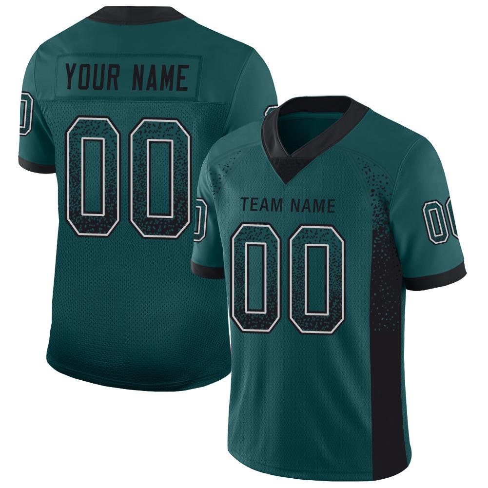 Custom Midnight Green Black-White Drift Fashion Football Jersey photo 1