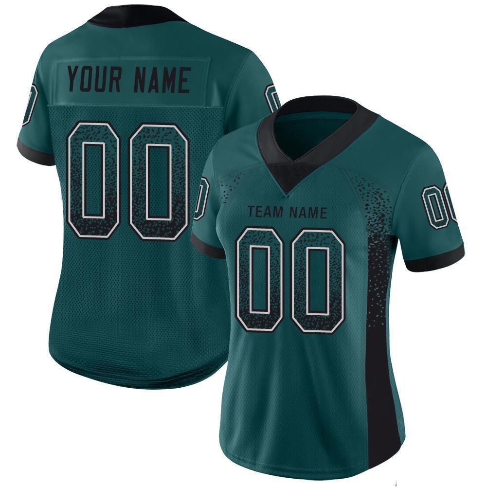 Custom Midnight Green Black-White Drift Fashion Football Jersey photo 2