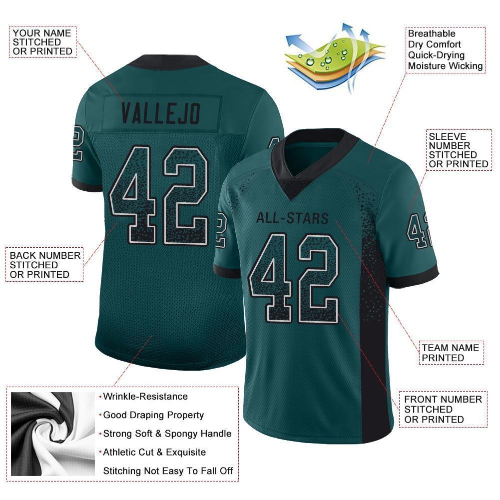 Custom Midnight Green Black-White Drift Fashion Football Jersey photo 3