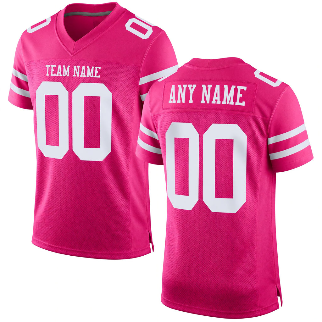 Custom Pink White Mesh Authentic Football Jersey