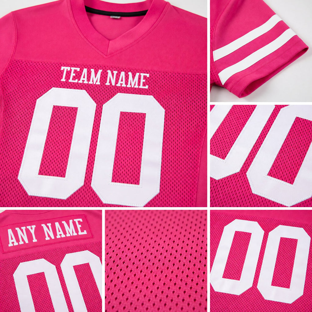 Custom Pink White Mesh Authentic Football Jersey detail