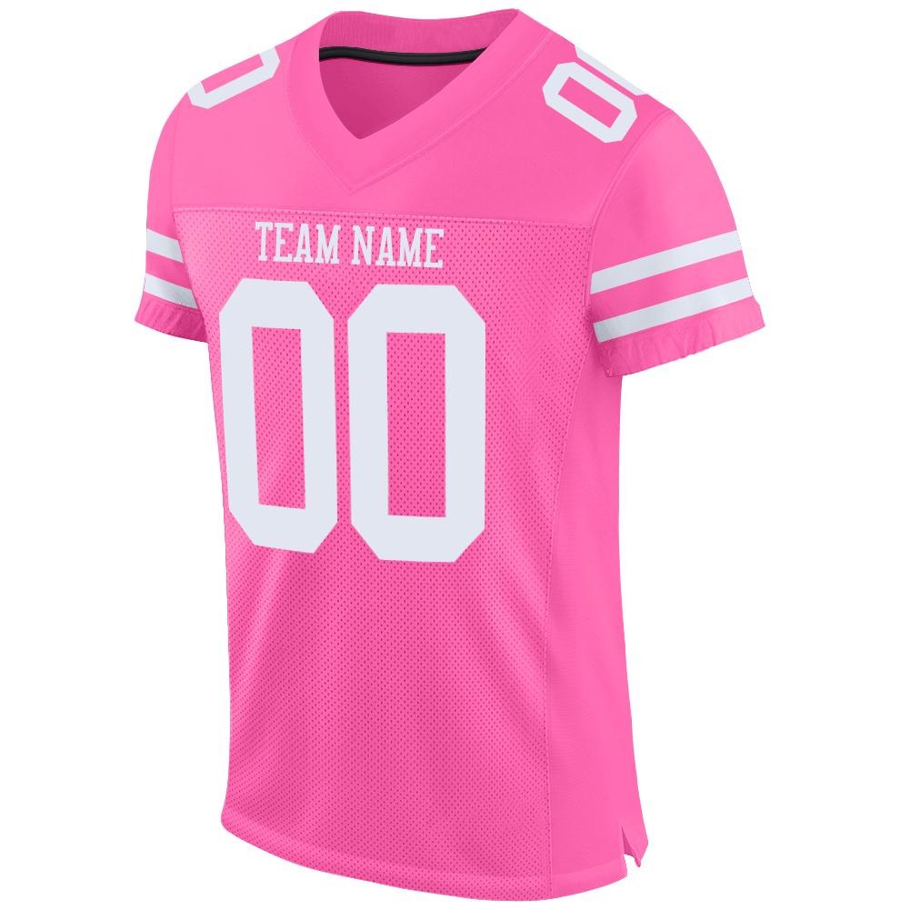 Custom Pink White Mesh Authentic Football Jersey photo 2