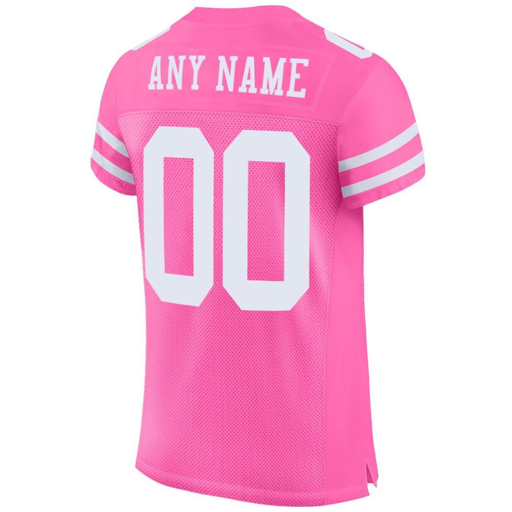 Custom Pink White Mesh Authentic Football Jersey photo 3