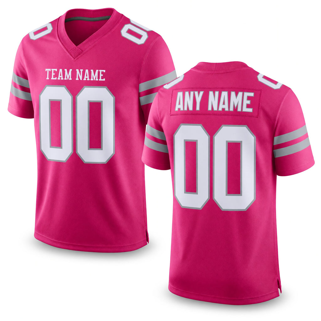 Custom Pink White-Light Gray Mesh Authentic Football Jersey