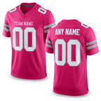Custom Pink White-Light Gray Mesh Authentic Football Jersey
