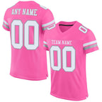 Custom Pink White-Light Gray Mesh Authentic Football Jersey photo 1