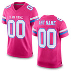 Custom Pink White-Powder Blue Mesh Authentic Football Jersey