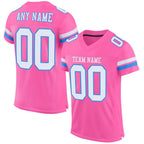 Custom Pink White-Powder Blue Mesh Authentic Football Jersey photo 1