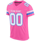 Custom Pink White-Powder Blue Mesh Authentic Football Jersey photo 2