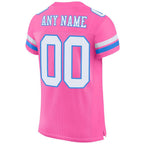 Custom Pink White-Powder Blue Mesh Authentic Football Jersey photo 3