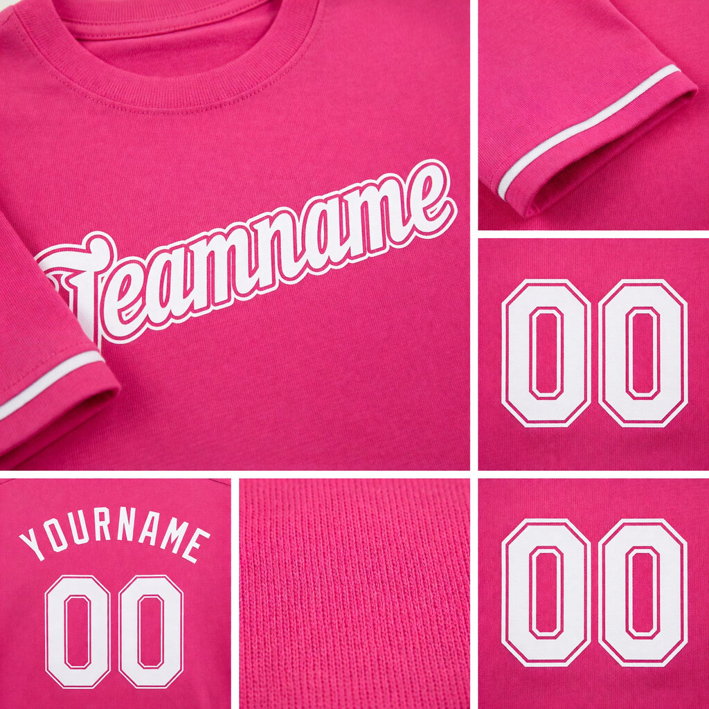 Custom Pink White Performance T-Shirt detail