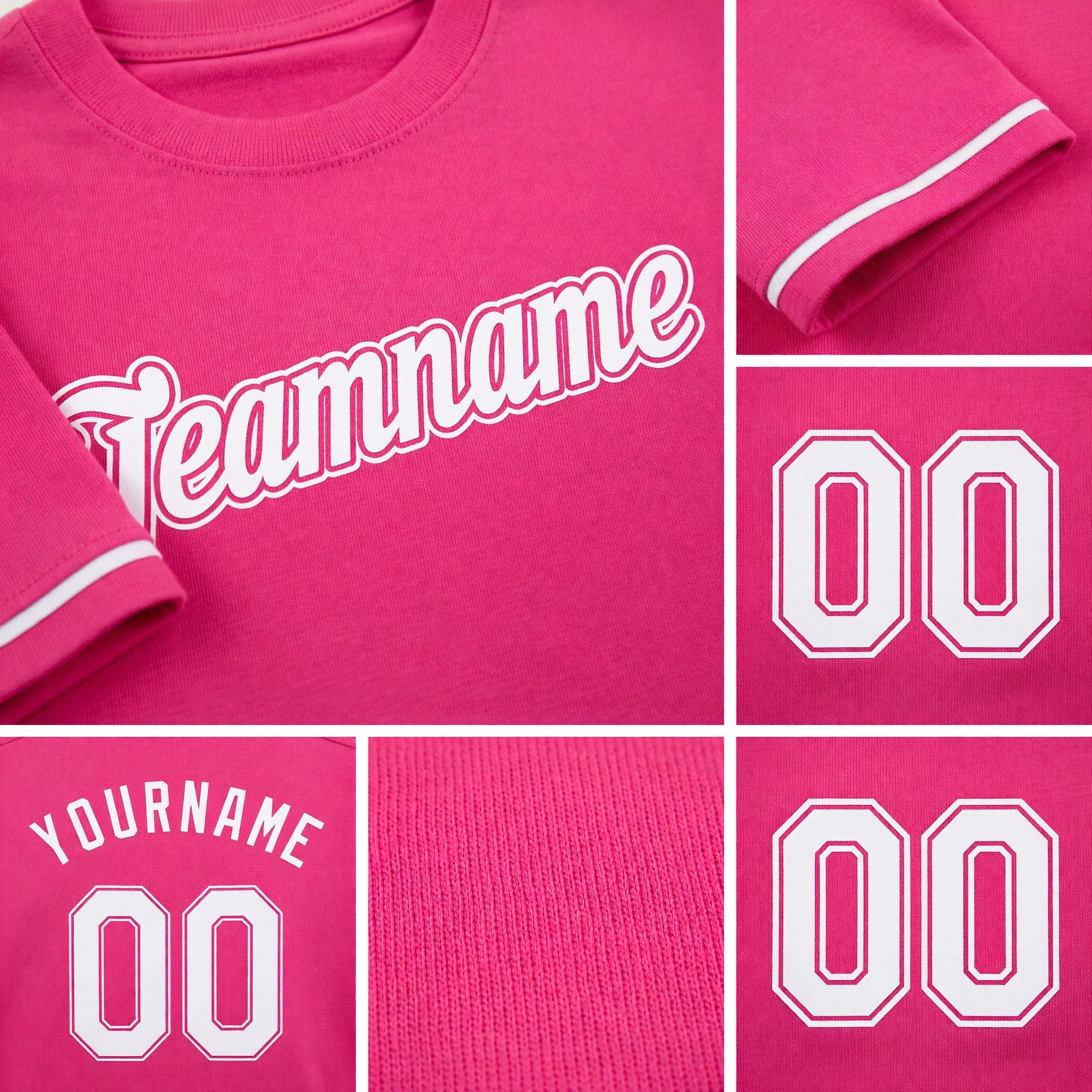 Custom Pink White Performance T-Shirt detail