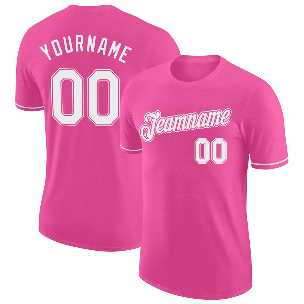 Custom Pink White Performance T-Shirt photo 1