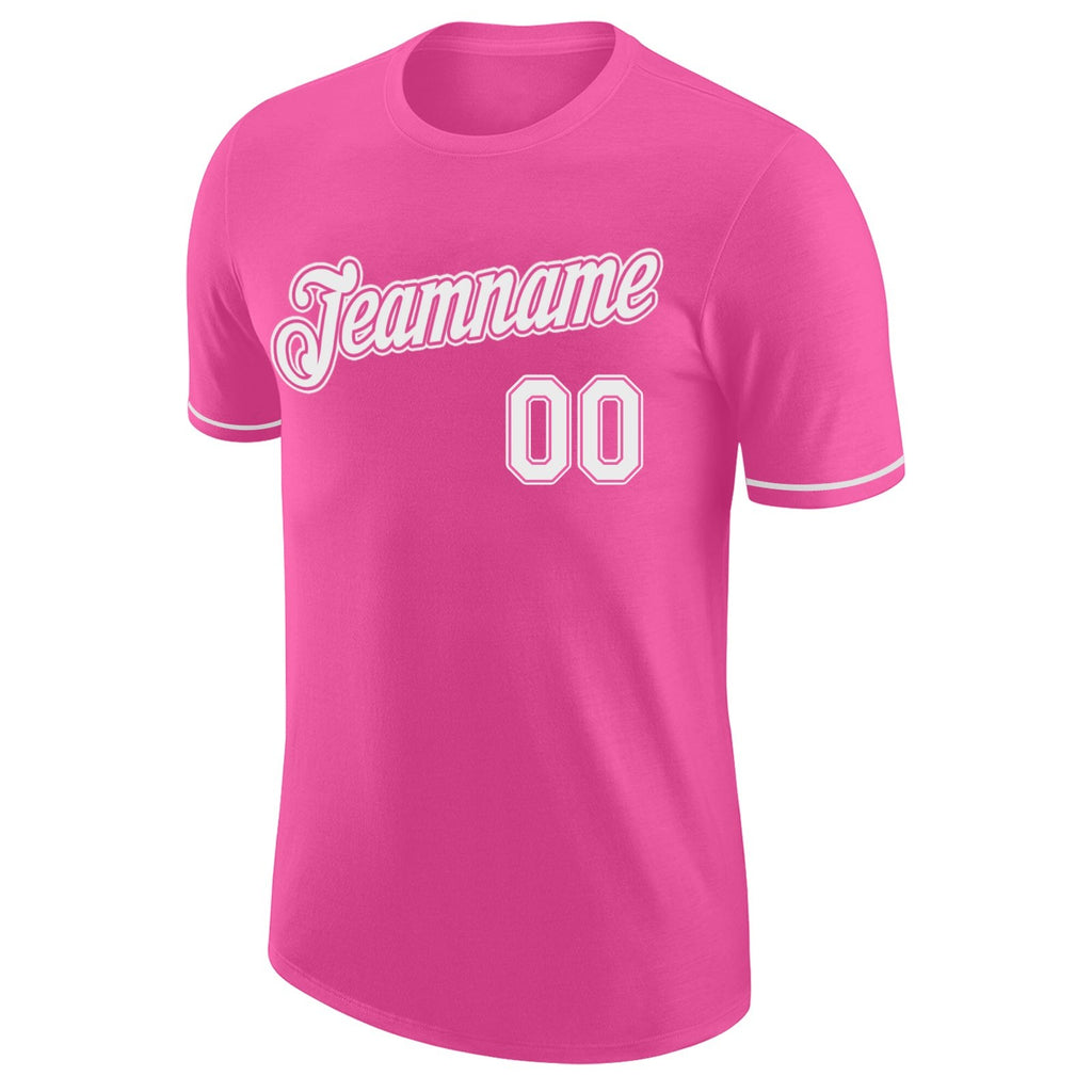 Custom Pink White Performance T-Shirt photo 4