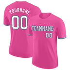 Custom Pink White-Light Blue Performance T-Shirt photo 1