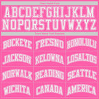 Custom Pink White-Black Authentic Throwback Basketball Jersey photo 2