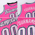 Custom Pink White-Black Authentic Throwback Basketball Jersey photo 4