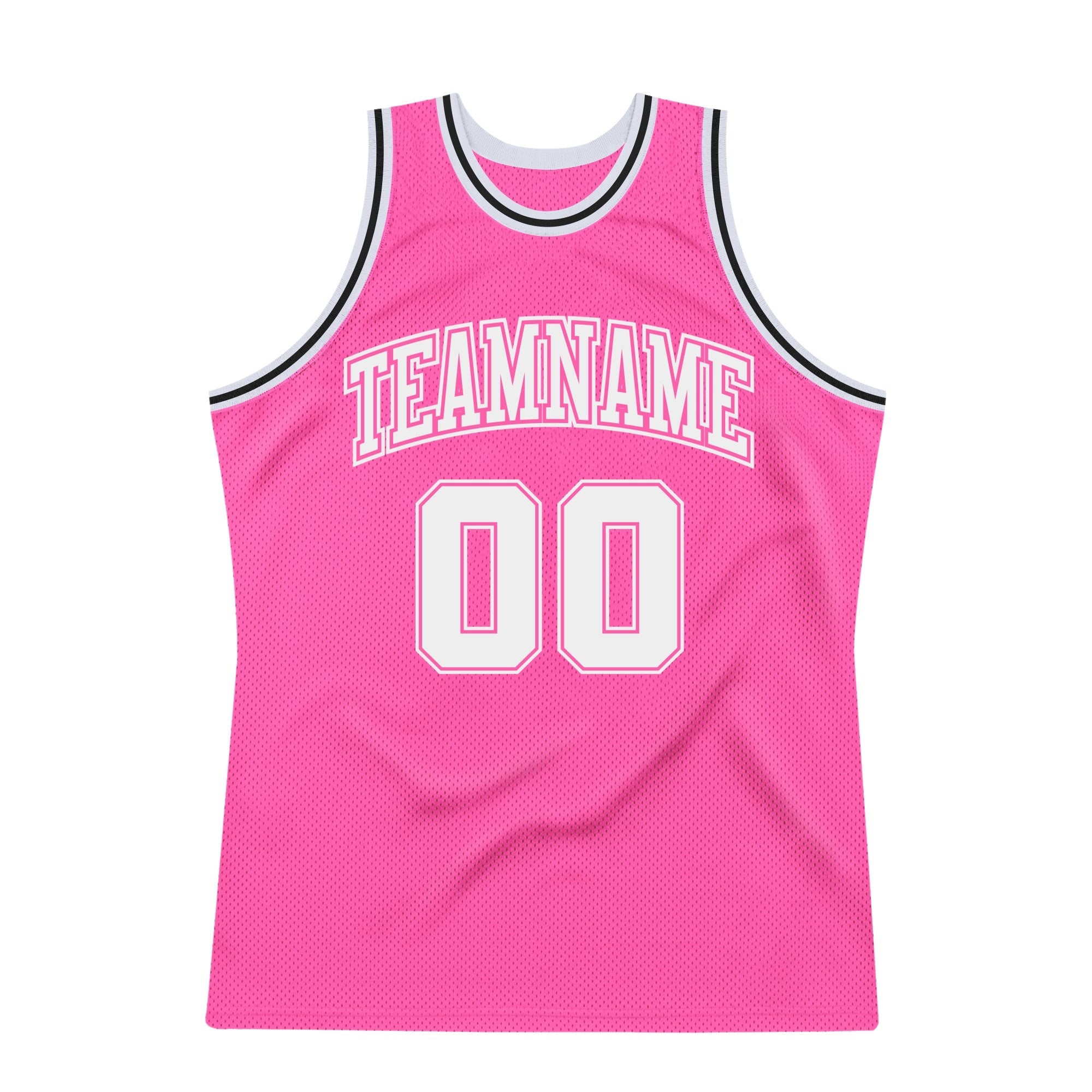 Custom Pink White-Black Authentic Throwback Basketball Jersey photo 6