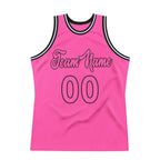 Custom Pink Pink-Black Authentic Throwback Basketball Jersey photo 6
