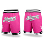 Custom Pink White-Black Authentic Throwback Basketball Shorts
