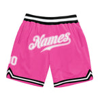 Custom Pink White-Black Authentic Throwback Basketball Shorts photo 1